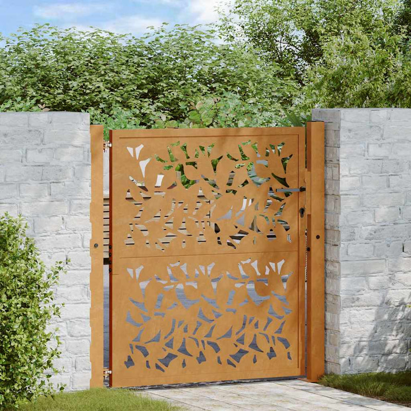 Poartă de grădină 100x100 cm, model frunze de oțel rezistente la intemperii
