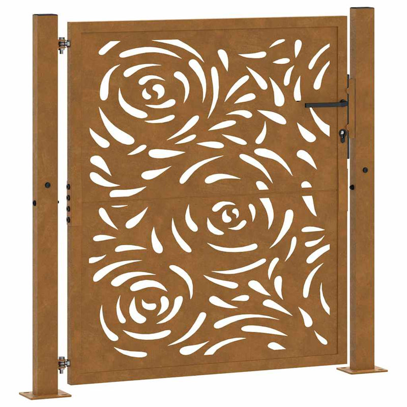 Poartă de grădină 100x100 cm, oțel rezistent la intemperii, model flacără