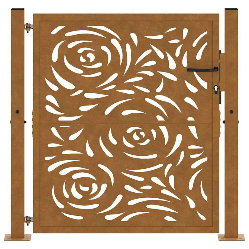 Poartă de grădină 100x100 cm, oțel rezistent la intemperii, model flacără