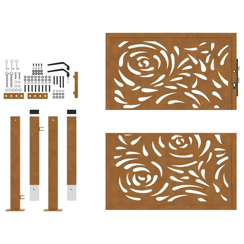Poartă de grădină 100x100 cm, oțel rezistent la intemperii, model flacără