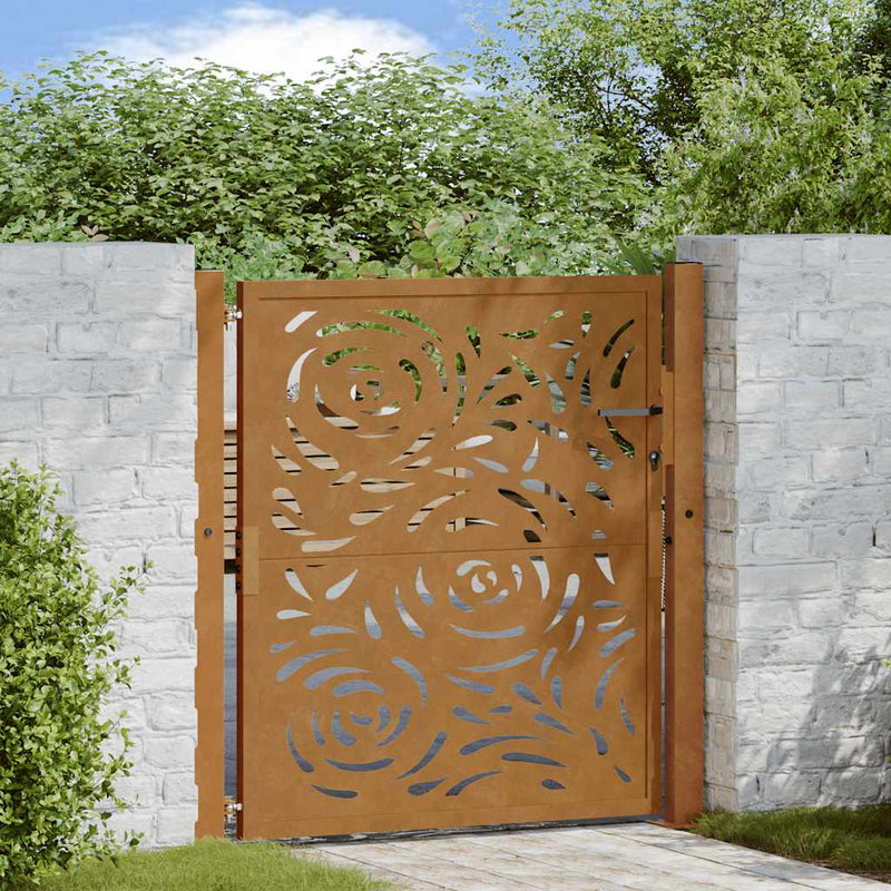 Poartă de grădină 100x100 cm, oțel rezistent la intemperii, model flacără