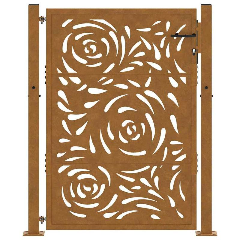 Poartă de grădină 100x150 cm, oțel rezistent la intemperii, model flacără