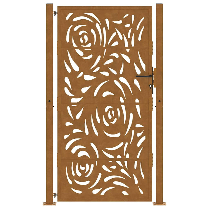 Poartă de grădină 100x175 cm, oțel rezistent la intemperii, design cu flacără