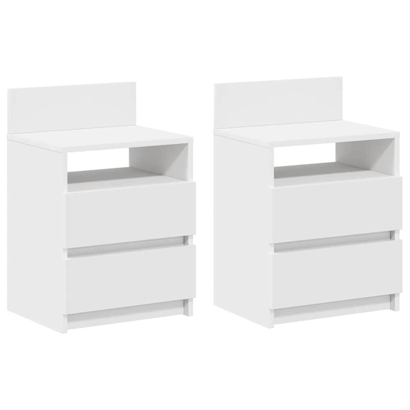 Noptiere 2 buc. cu 2 sertare, alb, 40x33x60 cm