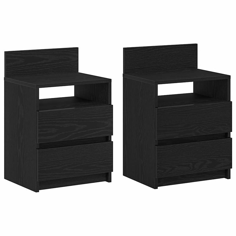 Noptiere 2 buc. cu 2 sertare, negru, 40x33x60 cm