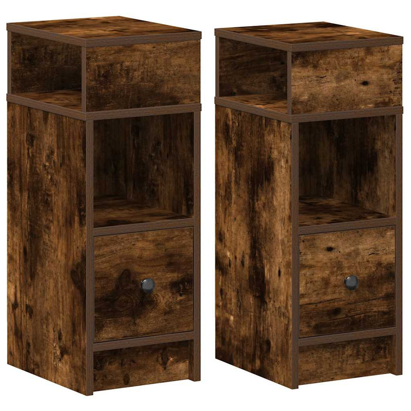 Noptiere 2 buc cu sertar stejar afumat 25x31x66 cm