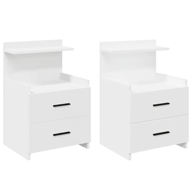 Noptiere 2 buc. cu 2 sertare, alb, 40x36,5x62 cm