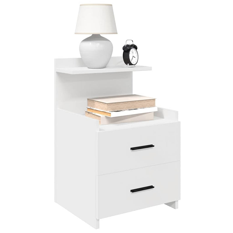 Noptiere 2 buc. cu 2 sertare, alb, 40x36,5x62 cm