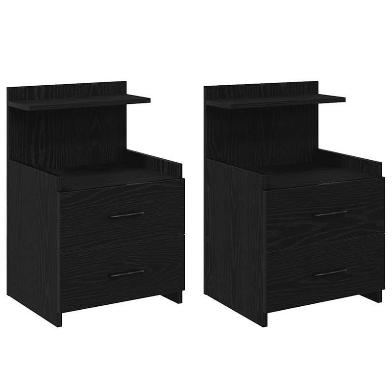 Noptiere 2 buc. cu 2 sertare, negru, 40x36,5x62 cm