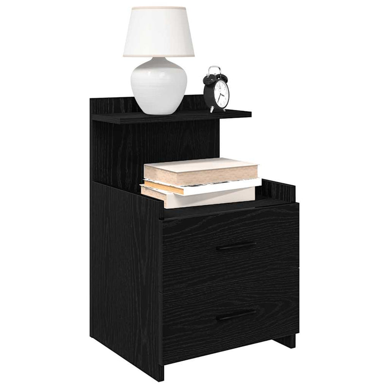 Noptiere 2 buc. cu 2 sertare, negru, 40x36,5x62 cm