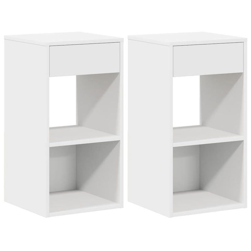 Noptiere cu sertar 2 buc Alb 35x34x66,5 cm