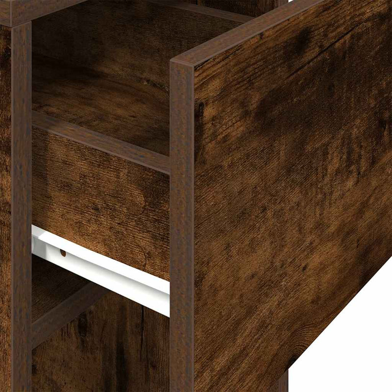 Suport turn pentru computer cu sertar Stejar afumat 30x44x74 cm