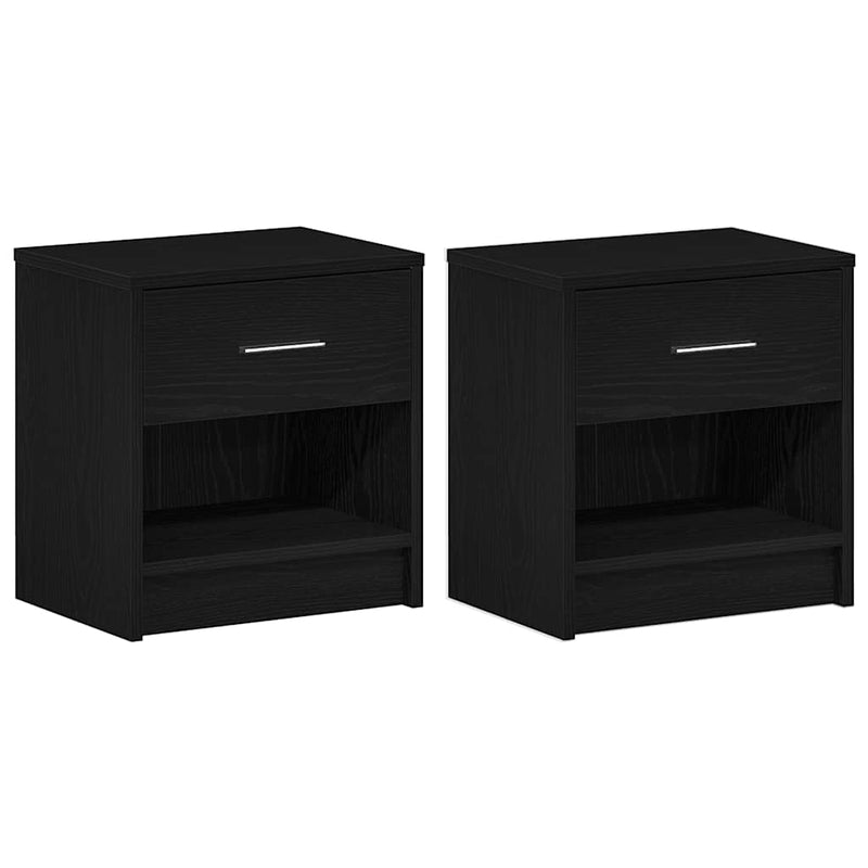 Noptiere 2 buc cu sertar negru 39x28x41 cm