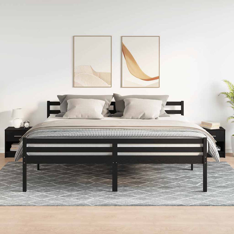 Noptiere 2 buc cu sertar negru 39x28x41 cm