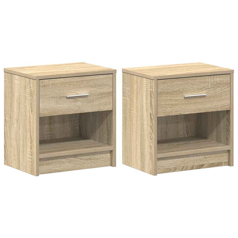 Noptiere 2 buc cu sertar, stejar Sonoma, 39x28x41 cm