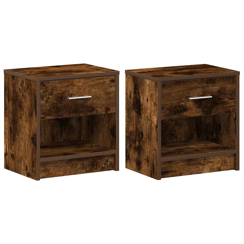 Noptiere 2 buc cu sertar stejar afumat 39x28x41 cm