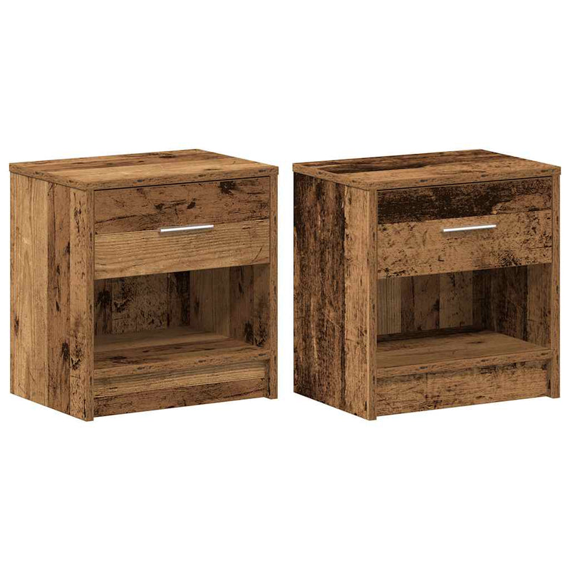 Noptiere 2 buc. cu sertar, lemn vechi, 39x28x41 cm