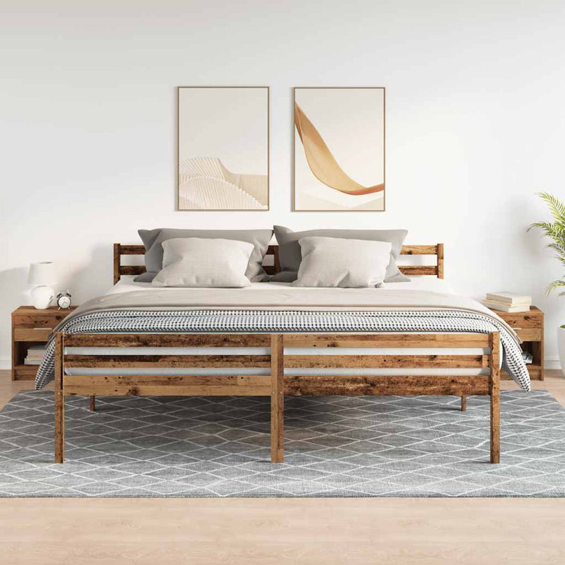 Noptiere 2 buc. cu sertar, lemn vechi, 39x28x41 cm