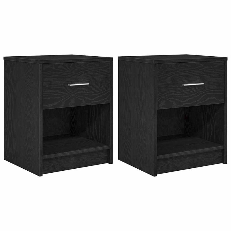 Noptiere 2 buc cu sertar negru 40x34x50 cm