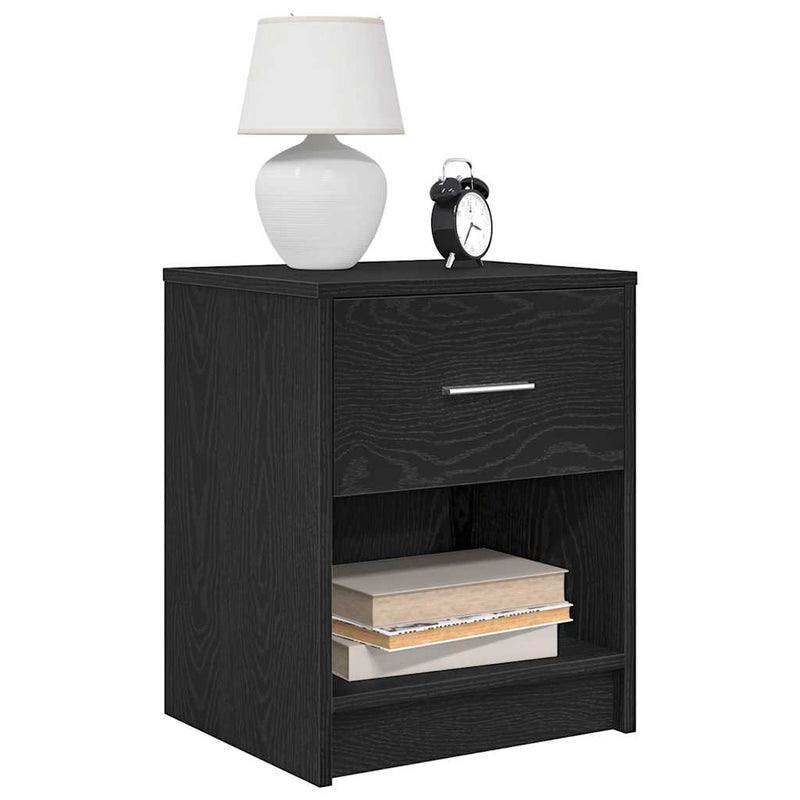 Noptiere 2 buc cu sertar negru 40x34x50 cm