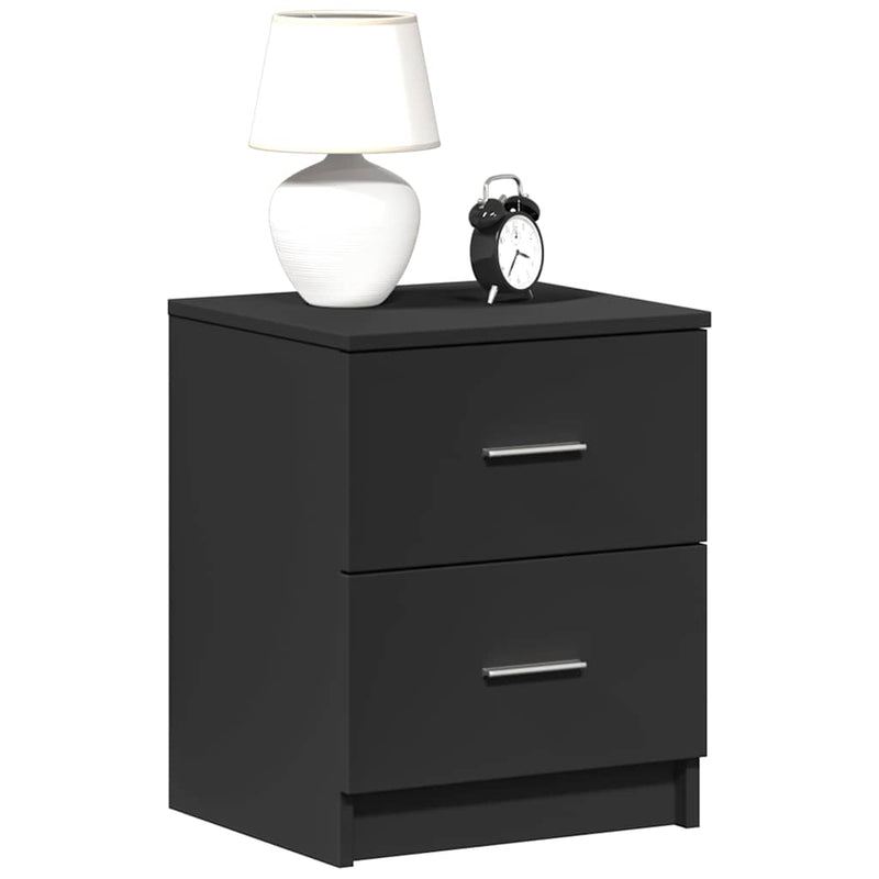 Noptiere 2 buc cu 2 sertare, negru, 40x36x50 cm