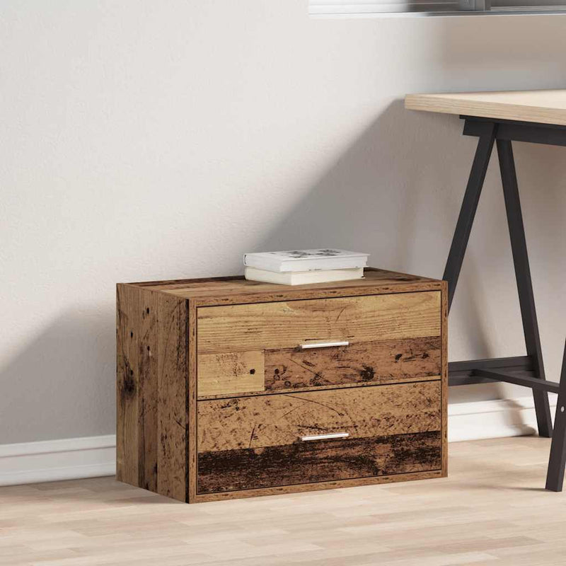 Dulap cu 2 sertare Lemn vechi 60x31x40 cm Lemn prelucrat