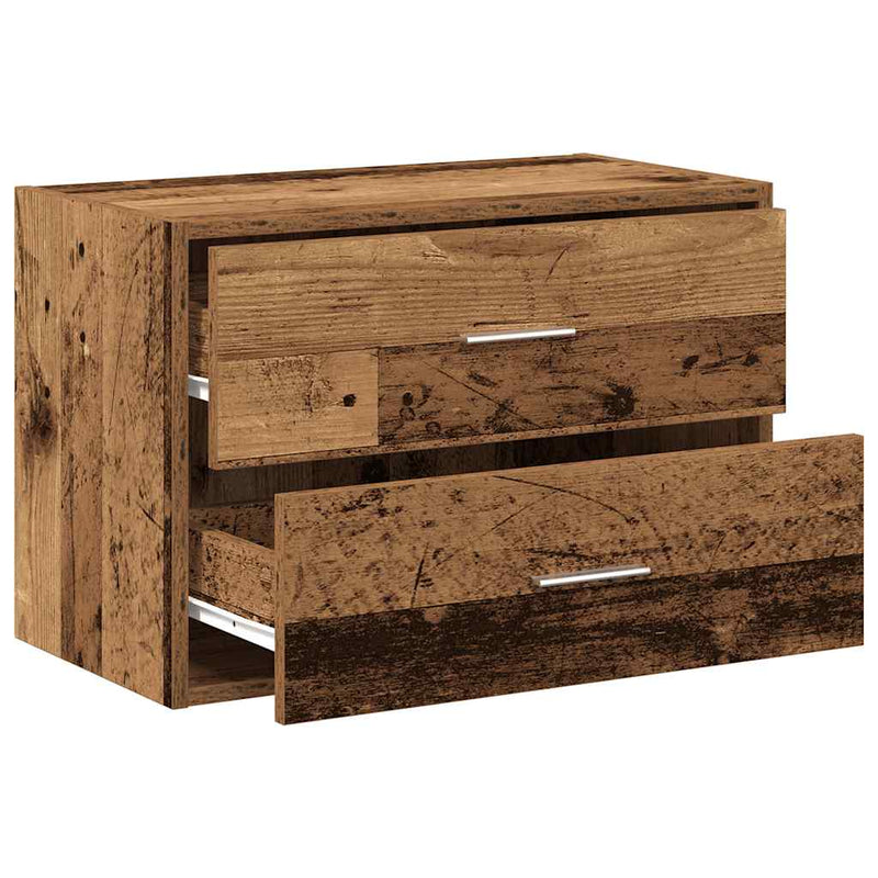 Dulap cu 2 sertare Lemn vechi 60x31x40 cm Lemn prelucrat