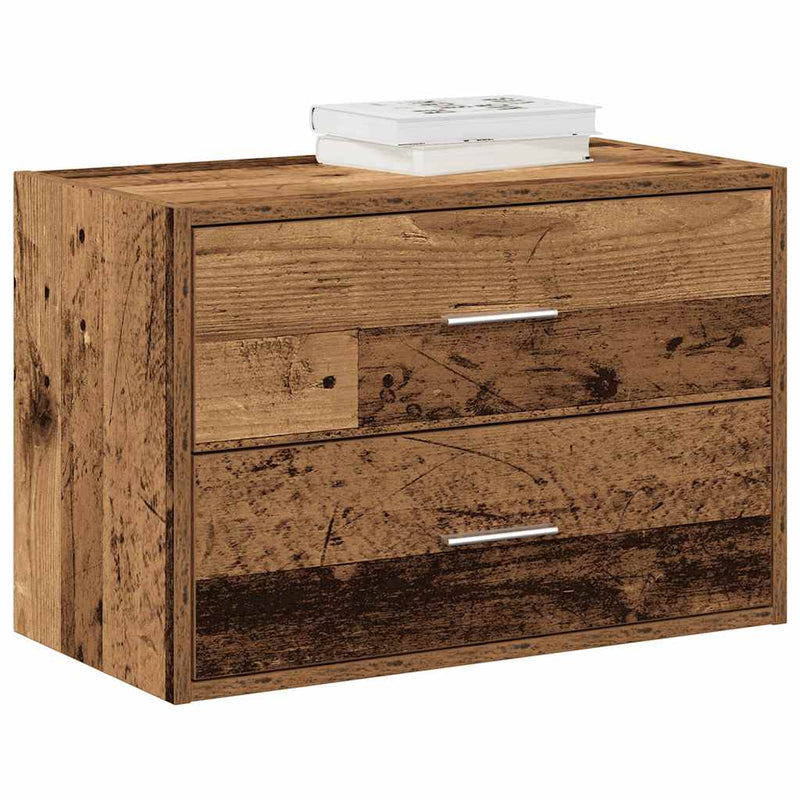 Dulap cu 2 sertare Lemn vechi 60x31x40 cm Lemn prelucrat
