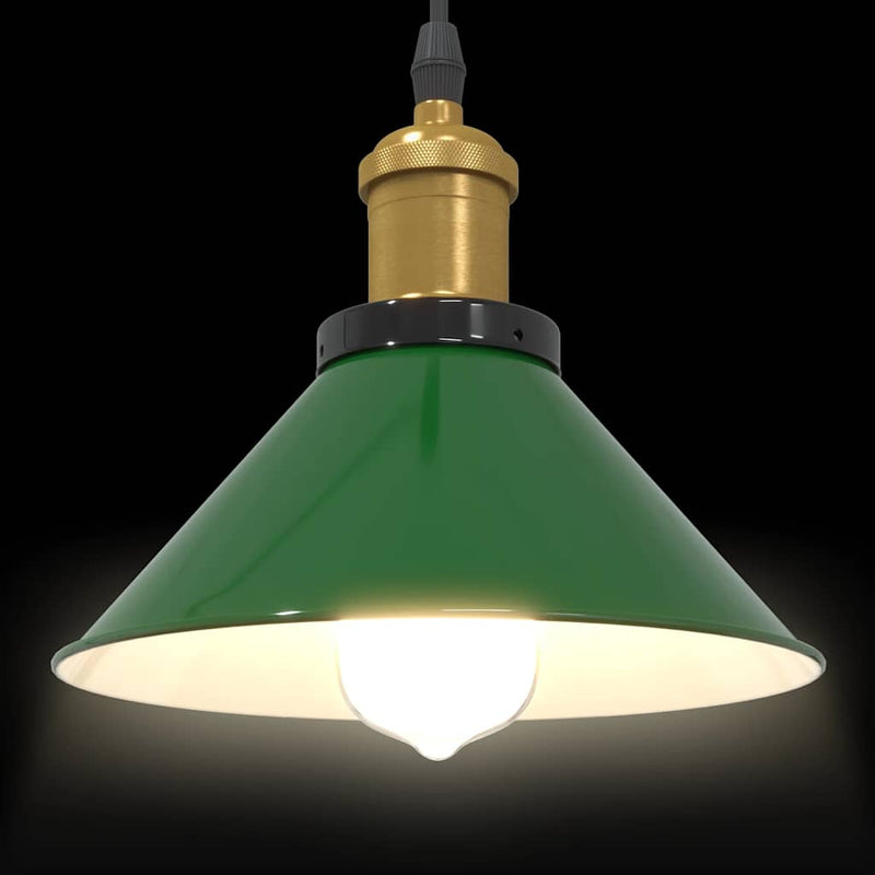 Lampă suspendată reglabilă pe înălțime E27 verde lucios metal