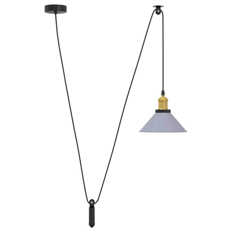 Lampă suspendată reglabilă pe înălțime E27 gri lucios metal