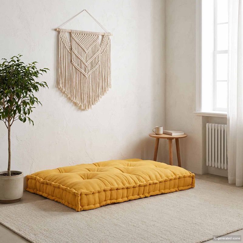 Perna pentru canapea pe palet Galben 120 x 80 x 12 cm Țesătură