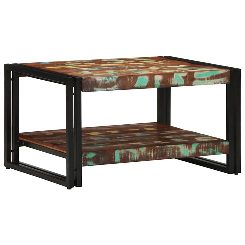 Masuta de cafea multicolora 70x50x38 cm lemn masiv recuperat