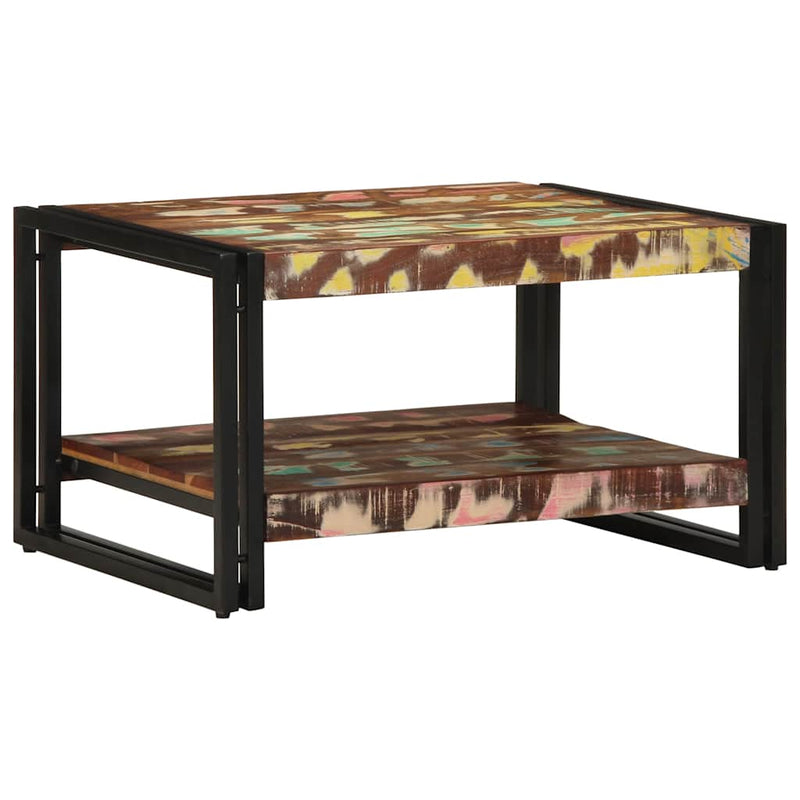 Masuta de cafea multicolora 70x50x38 cm lemn masiv recuperat