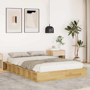 Cadru de pat fără saltea 120x200 cm din lemn masiv de stejar