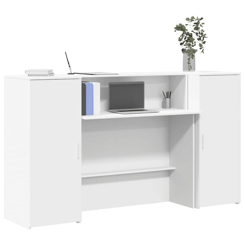 Birou de recepție, alb, 180x50x103,5 cm, lemn stratificat