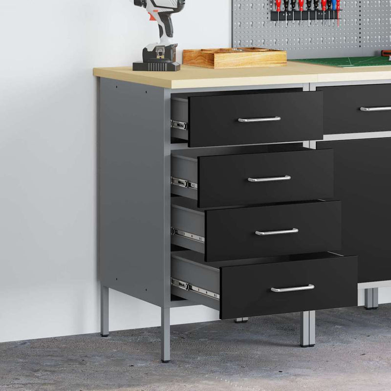 Banc de lucru cu sertar Negru și Gri 50 x 55 x 85 cm