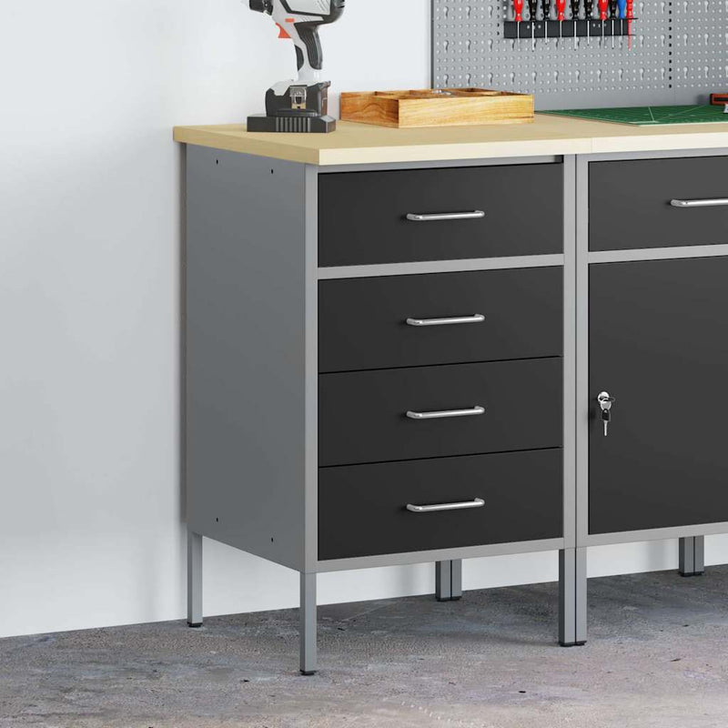 Banc de lucru cu sertar Negru și Gri 50 x 55 x 85 cm