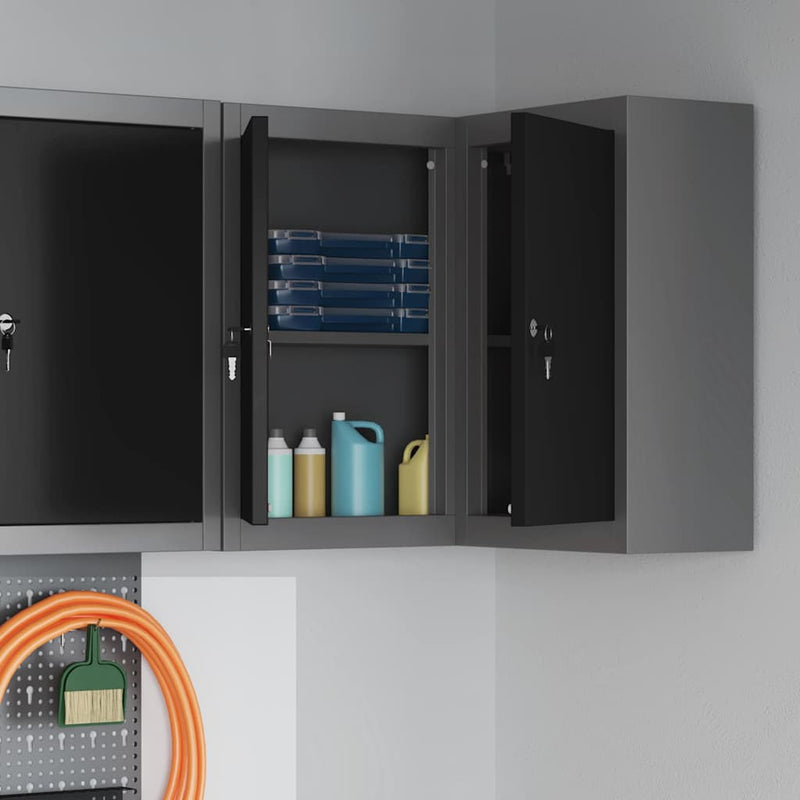 Dulap pentru unelte cu raft Negru și Gri 55 x 55 x 55 cm Oțel