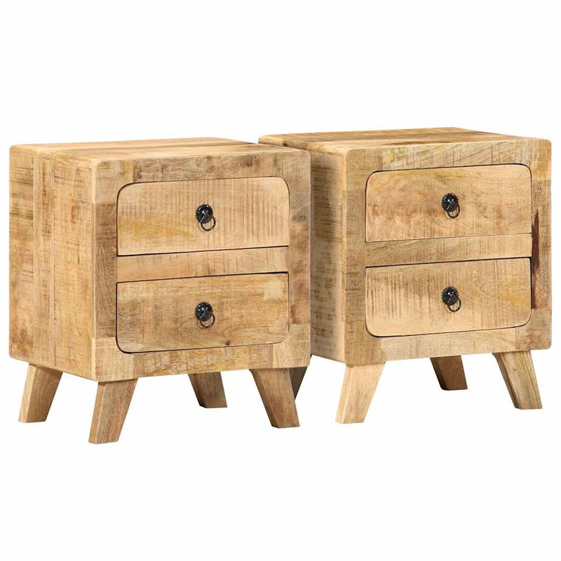 Noptiera 2 buc 40x32x46 cm Lemn masiv Mango brut