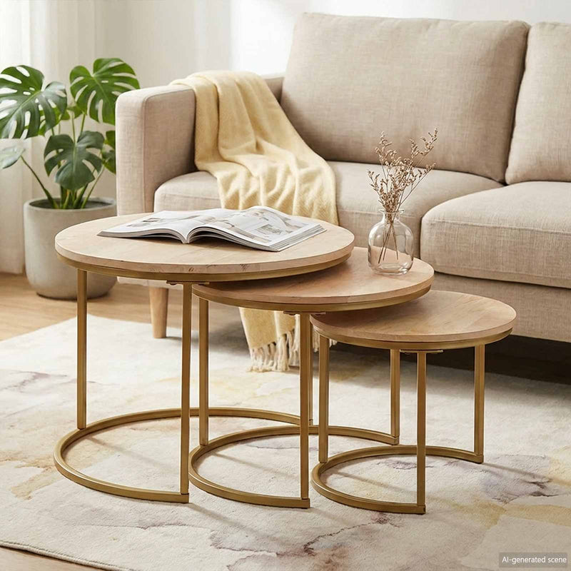 Mese de Cafea Nesting 3 buc. Maro 60 x 60 x 45 cm