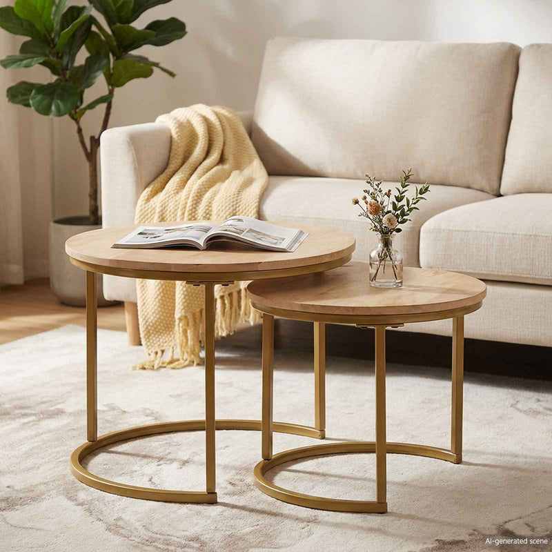 Mese de Cafea Nesting 2 buc. Maro 50 x 50 x 40 cm