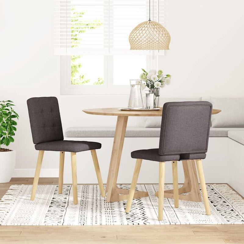 Scaune de masă, 2 buc., maro închis, material textil