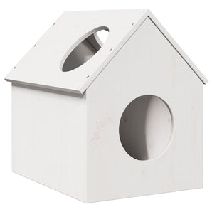 Casă pentru pisici albă 41x50x50 cm lemn masiv de pin