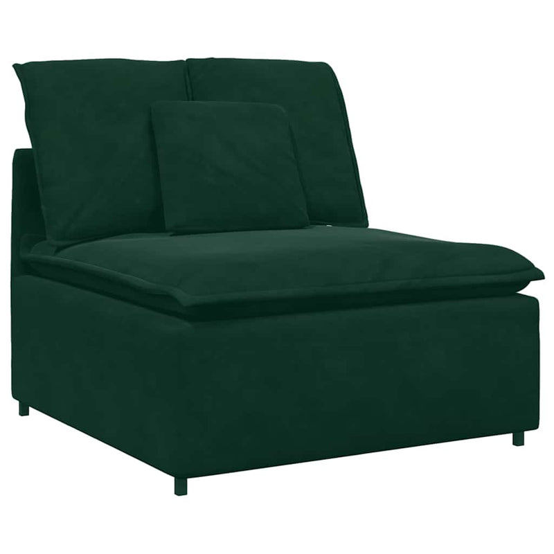 Canapea modulară cu taburet și perne, verde închis