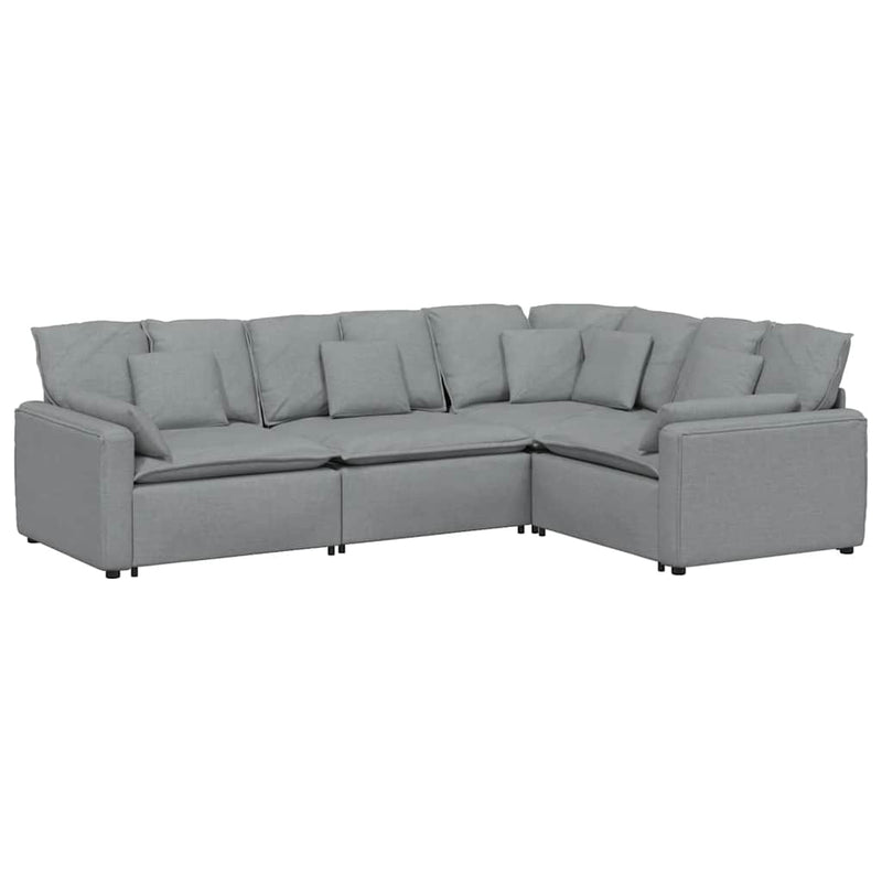 Canapea modulară cu perne, gri deschis, textil