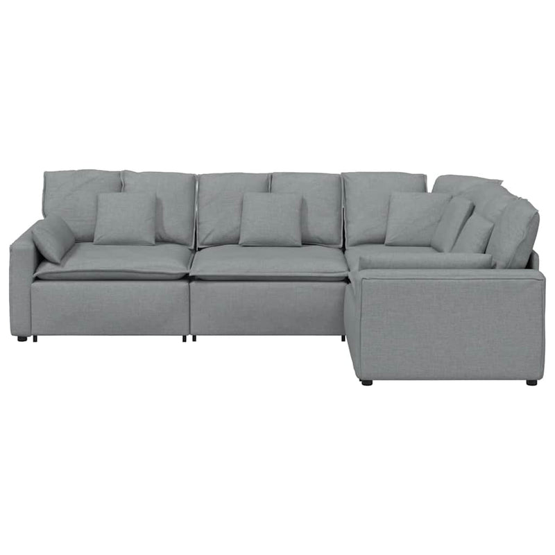 Canapea modulară cu perne, gri deschis, textil