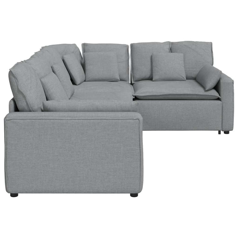 Canapea modulară cu perne, gri deschis, textil