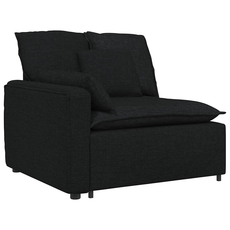 Canapea modulară cu perne, negru, textil