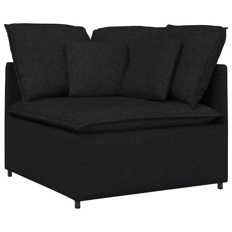 Canapea modulară cu perne, negru, textil