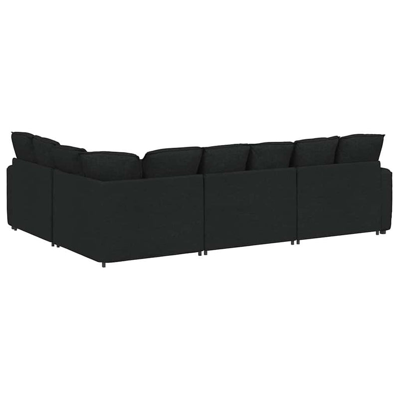 Canapea modulară cu perne, negru, textil
